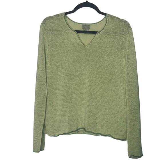 Sigrid Olsen Sport Women's Long Sleeve V Neck Waffle Knit Sweater Green Size M - Picture 8 of 8